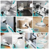 10-in-1 Steam Mop, 1550W Detachable Handheld Steam Cleaner with 350ML Tank for Floor Cleaning, 16FT Power Cable, 2 Washable Pads, Multi-Purpose Steamer for Hardwood, Carpet, Tile, Windows,Cyan