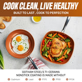 Gotham Steel 12 Pc Ceramic Cookware Set Nonstick, Ceramic Pots and Pans Set Non Stick with Steamer for Cooking, Non Toxic PFOA PFOS Free, Ergonomic Stay Cool Handles, Oven & Dishwasher Safe, Copper