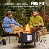 GRiliFE 16" Charcoal Smoker, 3 in 1 Heavy Duty Vertical Barbecue Grill, Outdoor Fire Pit 402 Square Inches Cooking Area, Versatile Outdoor Smoker Grill, Black