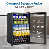 Velivi Mini Beverage Refrigerator 3.2 Cu. Ft Small Fridge 126 Can Lockable Drink Cooler with Glass Door, Safety Lock, For Beer Soda, Silver