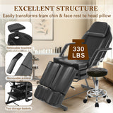 KIIUMI Tattoo Chair for Client, Facial Bed Esthetician Massage Headrest Table with Rolling Stool, Split Legs Design, Professional Beauty Lash Bed for Salon Spa Barber Massage Equipment, Black