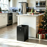 FANTERSI Small Black Trash Can 4.5 Gallon, Metal Mesh and Wood Combination Small Garbage Can, Office Waste Basket with Handle, Rectangular Trashcan for Home Office, Bedroom, Living Room