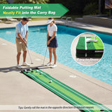 SENSECLUB Golf Putting Game Set, Indoor Foldable Putting Green Mat 12 Holes, Golf Gifts for Men - 1.5x11.5 Ft with Ball-Collect System and 2 Putters