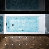 WOODBRIDGE 60" x 30" Alcove Acrylic Rectangular Whirlpool Heated Jetted Tub in White with Left Drain, Matte Black Finish, BS428-L-MB02