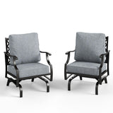 MIXPATIO, 2 Pack, Metal, Patio Rocking Chairs, 5.75" Cushions, Grey