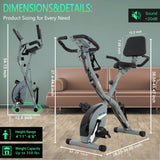 BARWING Stationary Exercise Bike for Home Workout, 5 IN 1 Foldable Indoor Cycling Bike for Seniors, 350LB Capacity, 16-Level Magnetic Resistance, Seat Backrest Adjustments Grey