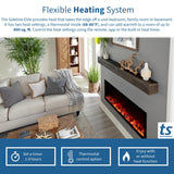 Touchstone Sideline Elite Smart 72” WiFi-Enabled Electric Fireplace - 80038 - in-Wall Recessed - 60 Color Combinations - 1,500W Heater - Black - Log, Crystals & Driftwood