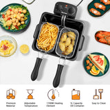 COSTWAY 5 Liter Deep Fryer with Basket, 1700W Electric Oil Fryer with Lid with Viewing Window, Adjustable Timer and Temperature, Small Countertop Deep Fryer Pot for Home Kitchen Use, Silver