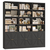 FACBOTALL 75" Tall Bookshelf, Black Bookshelf and Bookcase with 6 Doors