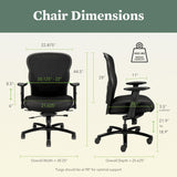 Heavy‑Duty Tilt Recline and Swivel Wheels, Desk and Computer Chair for Home Office, 450 lb. Capacity