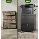 3 Drawer Lateral File Cabinet with Wheels, Lockable Metal Filing Cabinet for Home Office