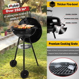 Joyfair Kettle Charcoal Grill (18 Inch), Outdoor Barbecue Grill for Camping/Backyard/Tabletop Grilling, Portable Round Smoker with Wheels, Enameled Lid & Fire Bowl, Dual Venting System, Black