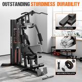 GOIMU Home Gym, M1 Workout Station with 140LBS Weight Stack, Multifunctional Home Gym Equipment with Pulley System for Full Body Strength Training, 54lbs Adjustable Dumbbells