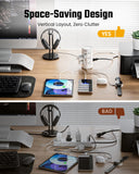 20Ft Tower Power Strip, Long Extension Cord, Flat Plug, 1700J, 12 AC 5 USB