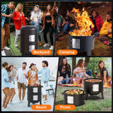 GRiliFE 16" Charcoal Smoker, 3 in 1 Heavy Duty Vertical Barbecue Grill, Outdoor Fire Pit 402 Square Inches Cooking Area, Versatile Outdoor Smoker Grill, Black