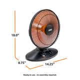 EZ-HEAT 1,000-Watt Indoor Parabolic Dish Space Heater with 70-degree Wide Oscillation and Dual Heat Settings, Adjustable Tilt, Tip Over Switch & Overheat Protection Sensor, MT-BFGD-8C