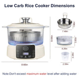 Low Carb Rice Cooker,3L Multifunction Low Sugar Rice Cooker Small & Timable,4H Keep Warm, Cooking, Simmering, Stewing, Steaming All In One (3L,Beige)