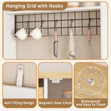 IRONCK Bakers Rack with Pull Out Shelf and Power Outlet, Microwave Stand with Adjustable Shelves & 5 Hooks, Barn Doors, Kitchen Pantry Coffee Bar Cabinet for Kitchen Dining Room, White