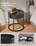 VASAGLE Round Coffee Tables, Set of 2 Nesting Tables, Hidden Storage