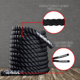 Outroad Battle Rope, 1.5" Diameter 30ft Poly Dacron Workout Exercise Training Heavy Rope, Workout Equipment for Crossfit Training Home Gym & Fitness Exercises, Black OUTROAD OUTDOOR CAMPING GARDEN PATIO