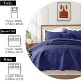 MOONLIGHT20015 8 Pack Quilt King Size Bedding (106" x 96") - Bulk Wholesale for Hotels, Guest Bedroom & Airbnbs - Lightweight Microfiber Reversible Embossed Quilts Bedspread (Navy)