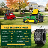 Wiltire 2 Pack 13x6.50-6 Turf Lawn Garden Mower Tire,13x6.5x6 Zero Turn Mower Tire, Tubeless Tractor Tires for Garden Tractors, Walk-behind Mowers, Turf Maintenance Vehicles, Golf Carts