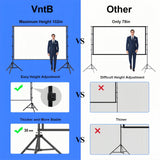 VntB Outdoor Projector Screen with Stand, 150 inch Portable Projection Screen Wrinkle-Free 16:9 4K HD Rear Front Movie Screen with Carry Bag for Indoor Home Theater, Camping and Backyard Entertainment