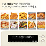 VAL CUCINA Retro Style Infrared Heating Air Fryer Toaster Oven, Extra Large Countertop Convection Oven 10-in-1 Combo, 6-Slice Toast, Enamel Baking Pan Easy Clean with Recipe Book, Almond Yellow Color