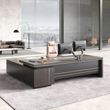 79" Reversible L-Shaped Executive Desk with Drawers, Storage Cabinet