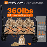 Originsure Collapsible Wagon Cart Foldable - Lightweight Portable Heavy Duty Folding Beach Wagons with Wheels - Outdoor Utility Carts