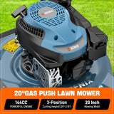 SENIX Lawn Mower, 20" 144 cc Push Mower Gas, 4-Cycle Engine Walk-Behind Push Lawn Mowers, 3 Position Height Adjustment for 1/4 Acre Small Yard Garden, cortadora de pasto