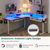 RedLemon 60 Inches L Shaped Electric Standing Desk, Height Adjustable Corner Gaming Desk with Drawers
