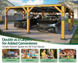 Jocisland 20' x 20' Cedar Wood Gazebo with Sloped Galvanized Steel Roof