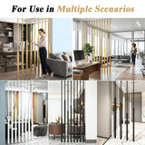 Quvex No-Drill Floor to Ceiling Room Divider, 8-Pack Metal Slats Privacy Screen Divider Column with Leveling Feet, Space-Saving Decorative Partition Posts for Home, Office & Stairway, White/Black