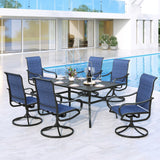 MFSTUDIO Swivel Patio Dining Chairs Set of 6, Textilene W/Padded Seat