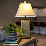 Sunnydaze Timeless Abode Slate 3-Piece Floor and Table Lamp Set - Matching Indoor Stone Lamp Set of 3 - Plug-in Electric - Bulb Included