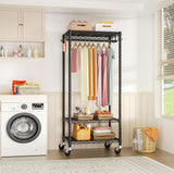 P6 Mini Rolling Clothes Rack Heavy Duty, Clothing Racks for Hanging Clothes, 23.6''W x 14''D x 74.6''H, Black FUTASSI