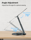 tounee Telescopic Laptop Stand for Desk with 360° Swivel Base, Sit to Stand, Height Adjustable