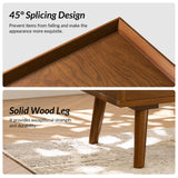 HULALA HOME 2 Drawer End Table with Pull-Out Shelf, Mid-Century Modern End Table with Wood Legs, Wood Side Table with Charging Station(Acorn, Set of 2)