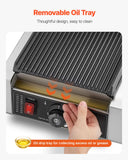 VEVOR Commercial Panini Grill, 1800W Electric Sandwich Panini Maker, Stainless Steel Sandwichs Press Grill with Handle and Temp Control, 8.8x9 in Full Grooved Enamel Plate for Hamburger Steak Bacon