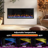 Kucreiheat 50 Inch Electric Fireplace Aluminum Frame-Ultra Silm Fireplace Recessed/Wall Mount