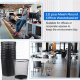Hushee 12 Pcs Metal Mesh Trash Can Wire Waste Paper Basket Trash Bin Garbage Can for Dorm Room, Office Under Desk, School, Kitchen, Bedroom, Den, Toilet(Black,12 Pcs)