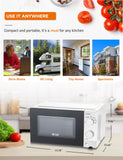 Commercial Chef 0.6 Cu. Ft. Countertop Microwave Oven, Mechanical Dial Controls, 700W, Pull Handle Door, 6 Power Levels, CHM660W, White