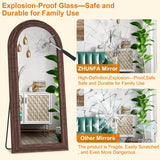ZHUNFA External Three-Layer Arched Full Length Mirror with Solid Wood Frame,71x32 Modern Farmhouse Decor Standing Mirror Full Length,Wall Mounted,Leaning,Standing for Bedroom,Living Room,Brown.