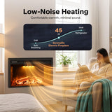 SereneLife Electric Fireplace Heater with LED Flame & Log Effects, Smart Wi-Fi, Touch Screen Panel, Remote Control, 3 Color Flame Modes, Wall Mounted Fire Place, Quiet Operation, Overheat Protection