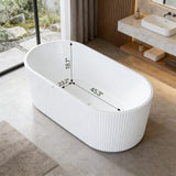 59"Acrylic Freestanding Soaking Bathtub, Deep Ergonomic Design with Lumbar Support, Integrated Overflow Drain, Non-Slip Base,cUPC Certified Modern Bathroom Tub, Easy Installation for Bathroom