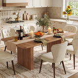 LEYAOYAO Extendable Dining Table for 4-6,63"–79" with Fluted Base(Brown)