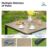 MFSTUDIO 5 PCS Patio Dining Set, 42'' Wood-Look Table & Mesh Chairs