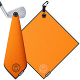 Ghost Golf Magnetic Towel (Greenside) - Premium Ultra-Absorbent Microfiber Golf Towel - 18" x 18"  (Orange)
