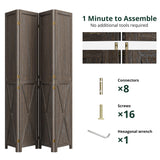 4 Panel Folding Room Divider, Solid Wood Privacy Screen, Freestanding Partition Wal